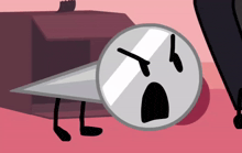 a cartoon character with a clock face has a very angry look on his face
