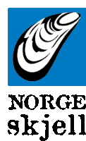 a blue and white logo that says norge skjøll