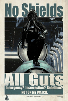 a poster that says no shields and all guts