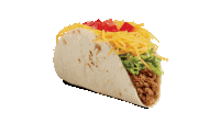 a taco with meat cheese and lettuce on a white background