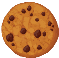 a round cookie with chocolate chips on it on a white background