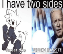 a drawing of a queer dog and a picture of a man .