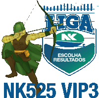 a logo for nk 525 vip3 shows a man holding a bow