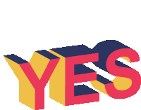 the word yes is written in red and yellow