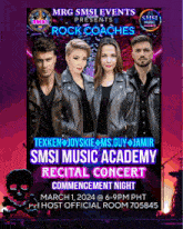 a poster for smsi music academy recital concert in march