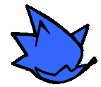 a cartoon drawing of a blue leaf with a black outline .