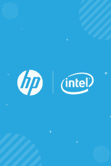 a blue background with the hp and intel logos on it