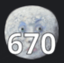 a pixelated image of a full moon with the number 670 written on it