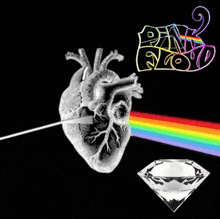 a pink floyd poster with a heart and a diamond