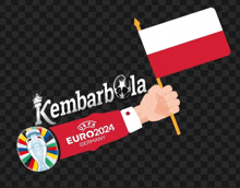 a hand holding a small red and white flag with uefa euro2024 germany written below it