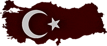 a map of turkey has a crescent moon and star on it