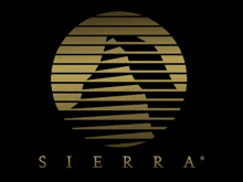 a sierra logo with a black background and gold lines