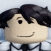 a close up of a roblox character 's face with a smile on it 's face .