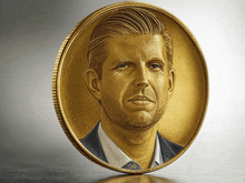 a gold coin with a portrait of donald trump on it