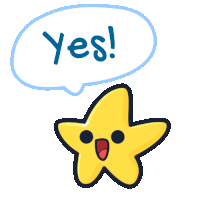 a star with a speech bubble that says yes