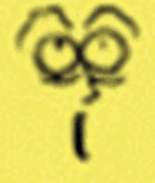 a close up of a cartoon face on a yellow background