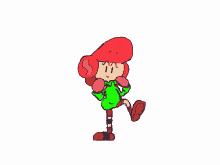 a cartoon character with red hair is wearing a green shirt