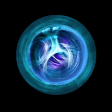 a blue circle with a purple and white swirl in it