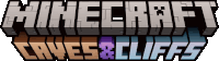 a logo for minecraft caves & cliffs with a white background