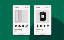 a screenshot of a nomad 's website shows a studio bag for $ 499.00