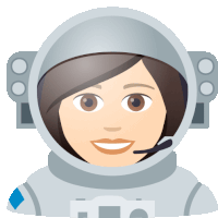 an illustration of a woman wearing an astronaut 's helmet with a microphone