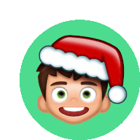 a cartoon boy wearing a santa hat with a smile on his face