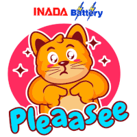 a sticker of a cat with the word pleasee below it