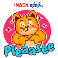 a sticker of a cat with the word pleasee below it