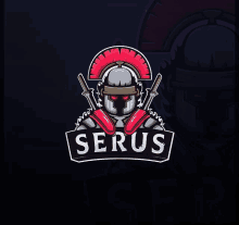 a logo for a company called serus with a knight