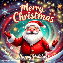 a christmas card with santa and the words merry christmas