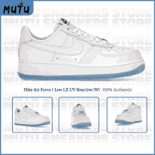 white nike air force 1 low lx uv reactive w