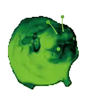 a drawing of a green oyster with a white background