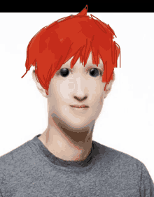 a drawing of a man with red hair