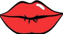 a cartoon drawing of a woman 's red lips with a black outline on a white background .