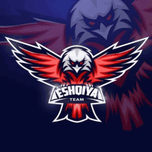 a logo of an eagle with wings spread for a team called eshqiya team .