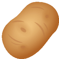 a cartoon drawing of a potato with a hole in it