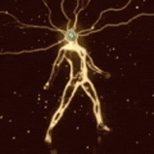 a computer generated image of a human body with a lightning bolt coming out of it .