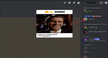 a computer screen shows a picture of a man with the words sigma detected +1 respect