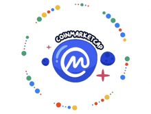 a logo for coinmarketcap is surrounded by circles and dots