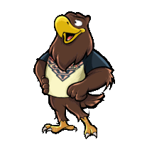 a cartoon of an eagle wearing a shirt with a pattern on it