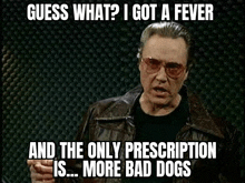 guess what ? i got a fever and the only prescription is more bad dogs