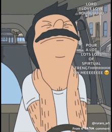 a cartoon of bob from bob 's burgers says lord i love love youuu
