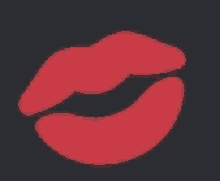 a close up of a red lips icon on a black background