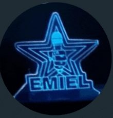 a neon sign that says emiel in a star