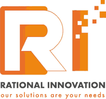 a logo for rational innovation that says " our solutions are your needs "