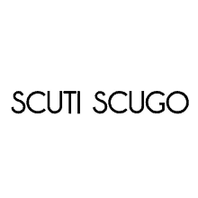 a black and white logo for scuti scugo on a white background