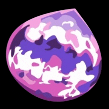 a drawing of a purple and pink planet with a black background