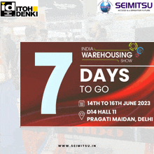 a poster for the india warehousing show which is taking place on june 14th to 16th