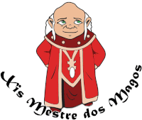 a cartoon of a man with the words kis mestre dos magos written around him