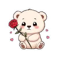 a teddy bear is holding a rose in its paws .